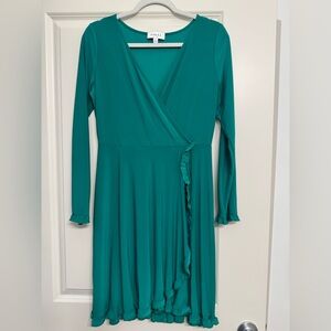 NWOT GILlIE faux wrap long sleeve dress, Size: M, Color: Green